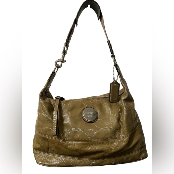 Coach Signature Logo Patent Hobo - Picture 1 of 6